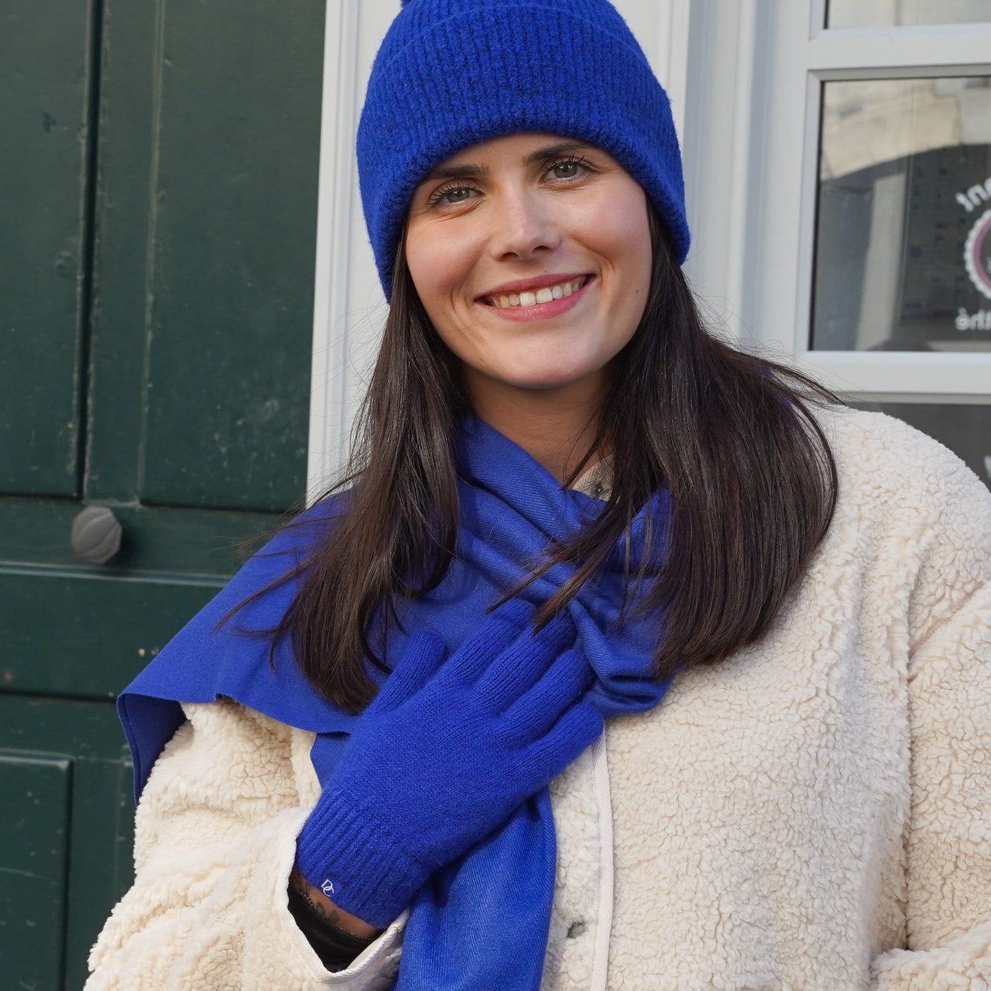 gants cachemire bleu roi femme