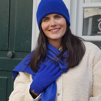 gants cachemire bleu roi femme