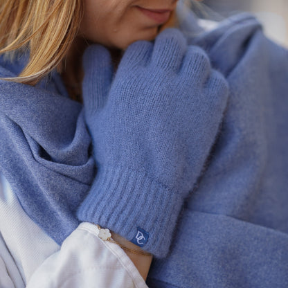 gants cachemire bleu