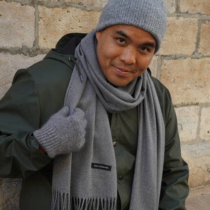 Gants cachemire gris chiné