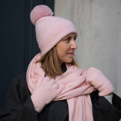 gants cachemire rose