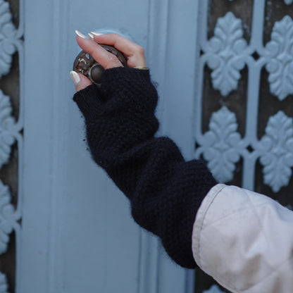 Trio cachemire — écharpe + bonnet + mitaines | Noir