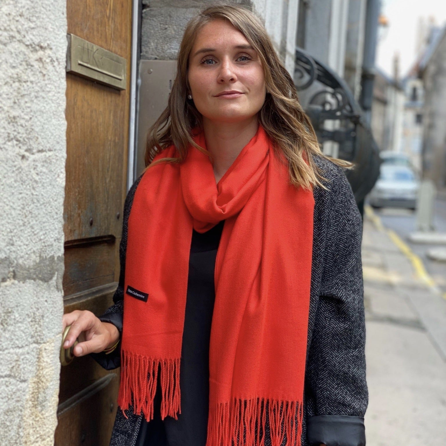 Echarpe Laine Cachemire Femme Écharpe En Cachemire Orange Doux