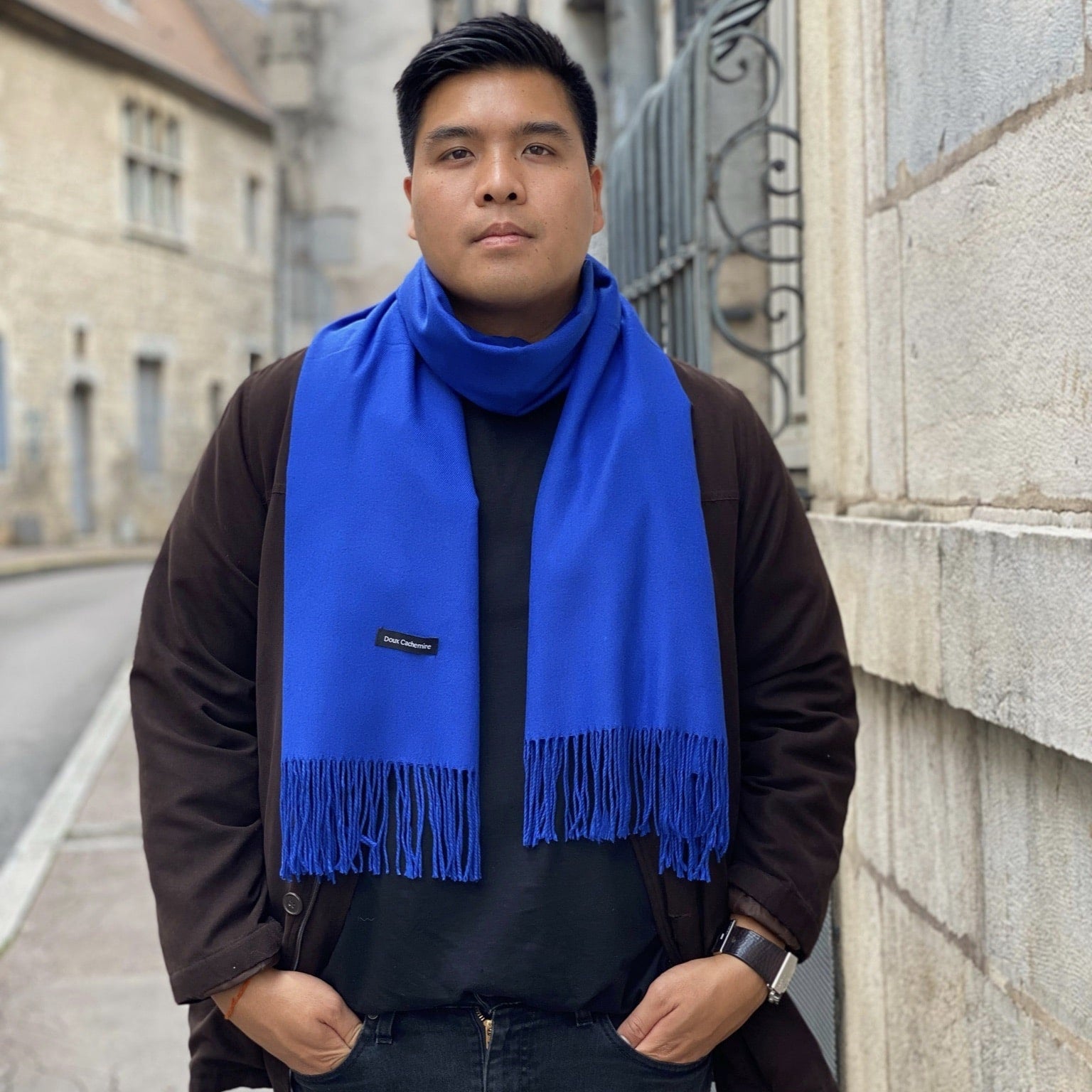 Écharpe en Cachemire Bleue roi Doux Cachemire
